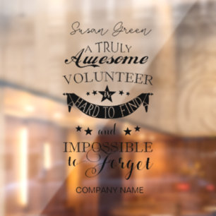 Volunteer Thank you Window Cling
