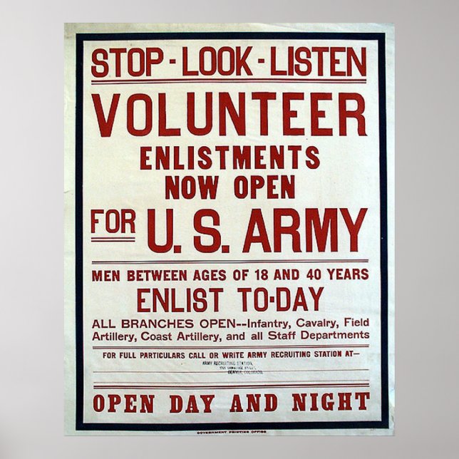 Volunteer - US Army Poster (Front)