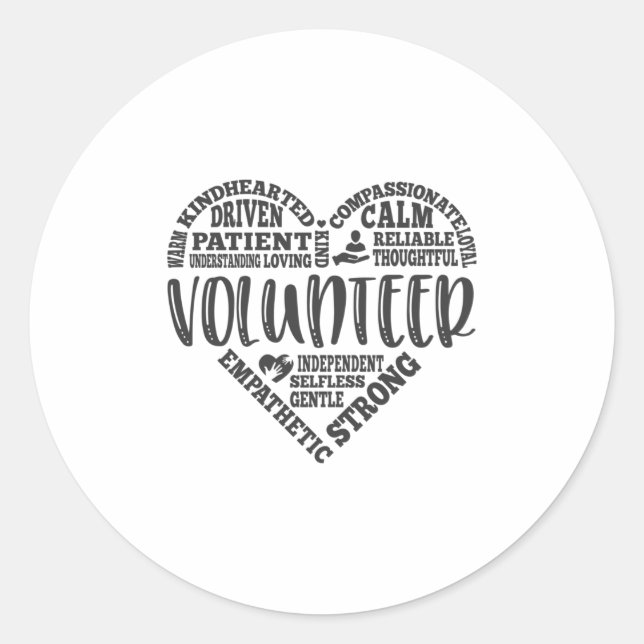 Volunteer, volunteer worker, charity classic round sticker (Front)