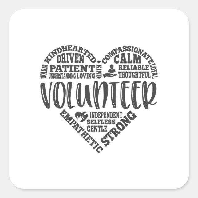 Volunteer, volunteer worker, charity square sticker (Front)