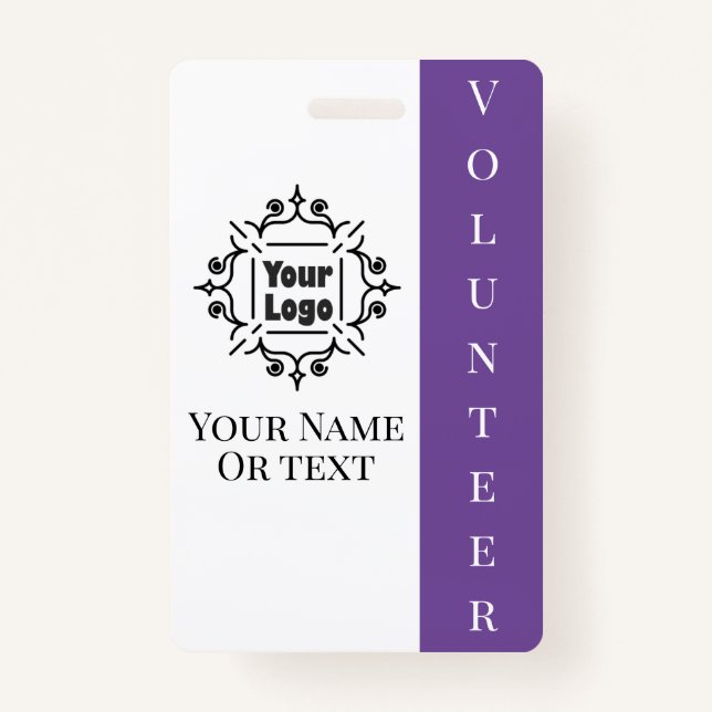 Volunteer Worker Purple Employee ID with Logo Badge (Front)