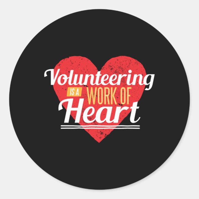 Volunteering heart classic round sticker (Front)