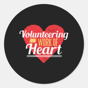 Volunteering heart classic round sticker