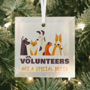 Volunteers Are a Special Breed Dog Rescue Shelter  Glass Ornament