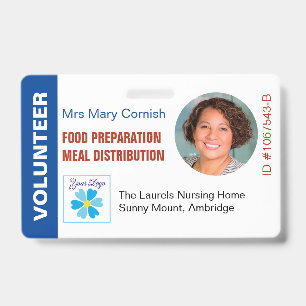 Volunteers ID Name Tag, Job Title & Logo Photo Badge