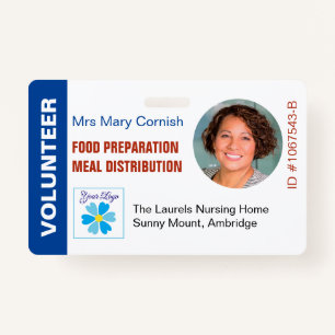 Volunteers ID Name Tag, Job Title & Logo Photo Badge