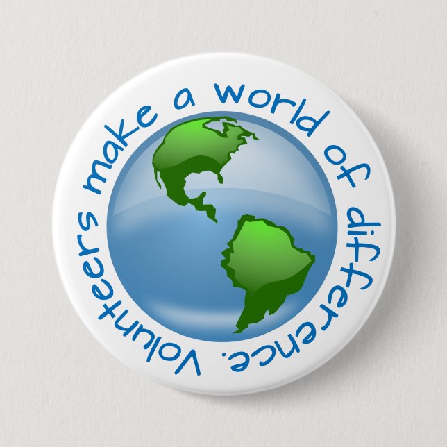 Volunteers Make a World of Difference 3 Inch Round Button (Front)