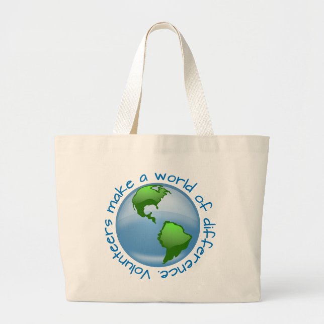 Volunteers Make a World of Difference Large Tote Bag (Front)