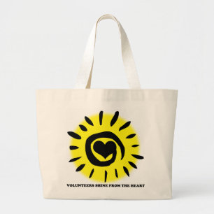 Volunteers shine from the heart light up the world large tote bag