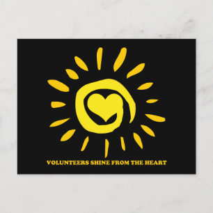 Volunteers shine from the heart light up the world postcard