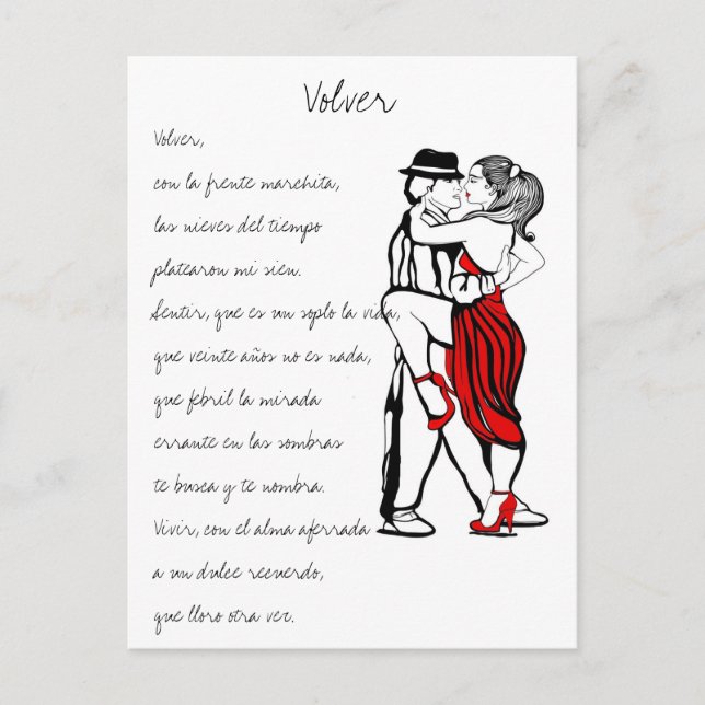 Volver Tango Lyrics Postcard (Front)