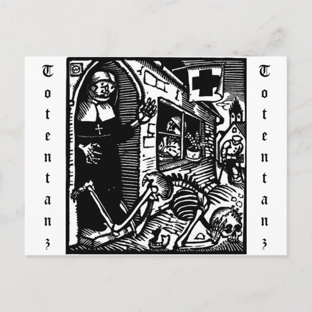 Vom Totentanz Nun and Skeleton postcard (Front)