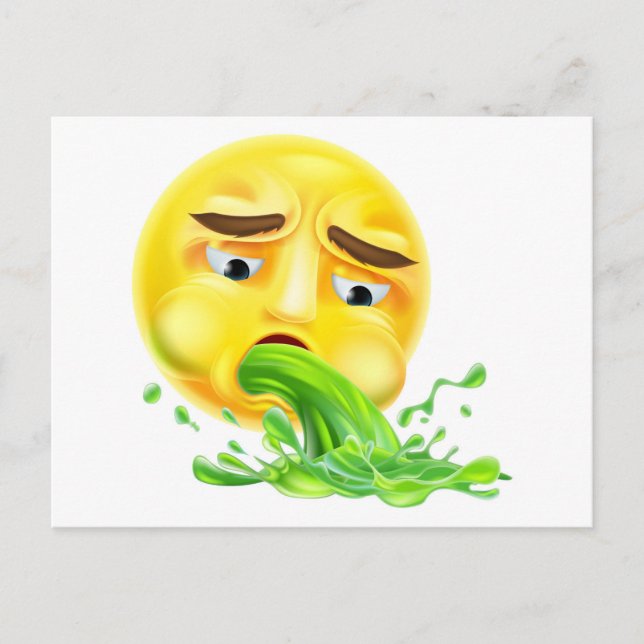 Vomiting Emoji Emoticon Postcard (Front)