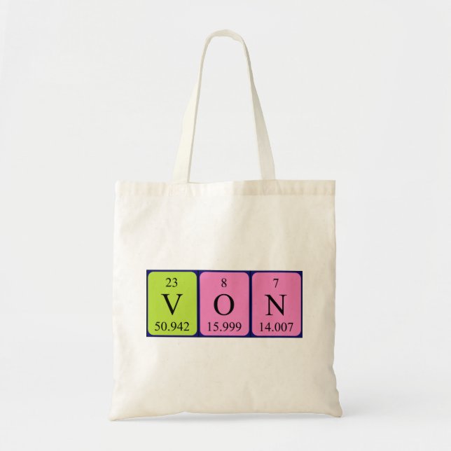 Von periodic table name tote bag (Front)