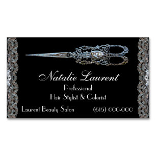 Vontage Midnight Vintage Scissor Stylist Magnetic Business Card