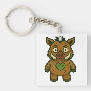 Voodoo Boar – Patchy Warrior Piglet Keychain