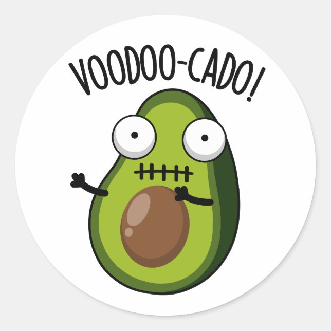 Voodoo-cado Funny Avocado Pun  Classic Round Sticker (Front)