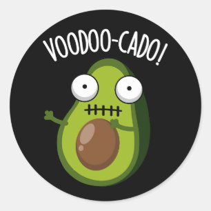 Voodoo-cado Funny Avocado Pun Dark BG Classic Round Sticker