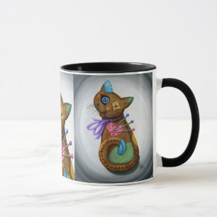 Voodoo Cat Doll Patchwork Cat Gothic Art Mug