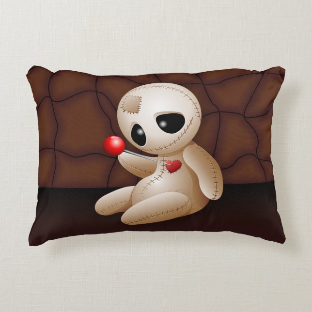 Voodoo Doll Cartoon in Love Accent Pillow (Front)