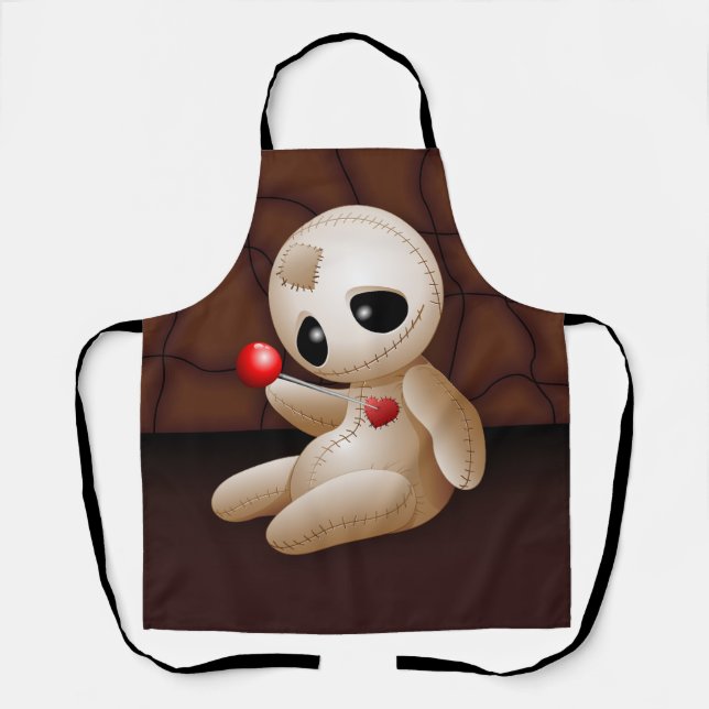 Voodoo Doll Cartoon in Love Apron (Front)