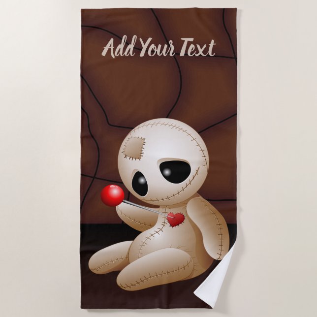 Voodoo Doll Cartoon in Love Beach Towel (Front)