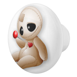 Voodoo Doll Cartoon in Love Ceramic Knob