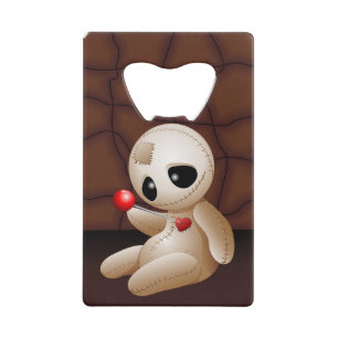 Voodoo Doll Cartoon in Love Credit Card Bottle Opener