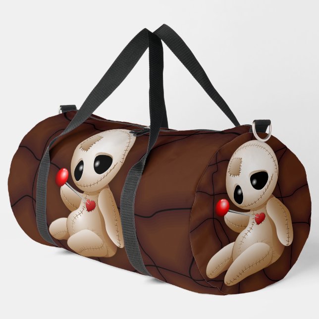 Voodoo Doll Cartoon in Love Duffle Bag (Left Corner)
