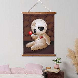 Voodoo Doll Cartoon in Love Hanging Tapestry