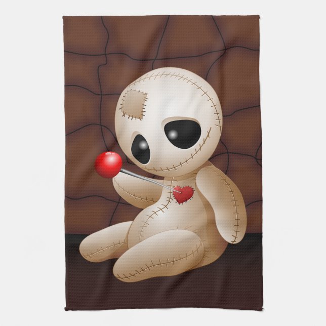 Voodoo Doll Cartoon in Love Kitchen Towel (Vertical)