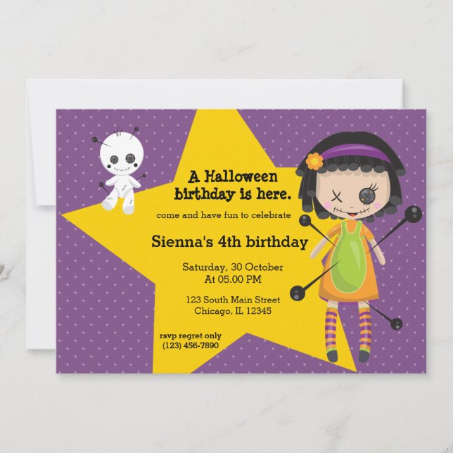 Voodoo doll - choose background colour invitation (Front)