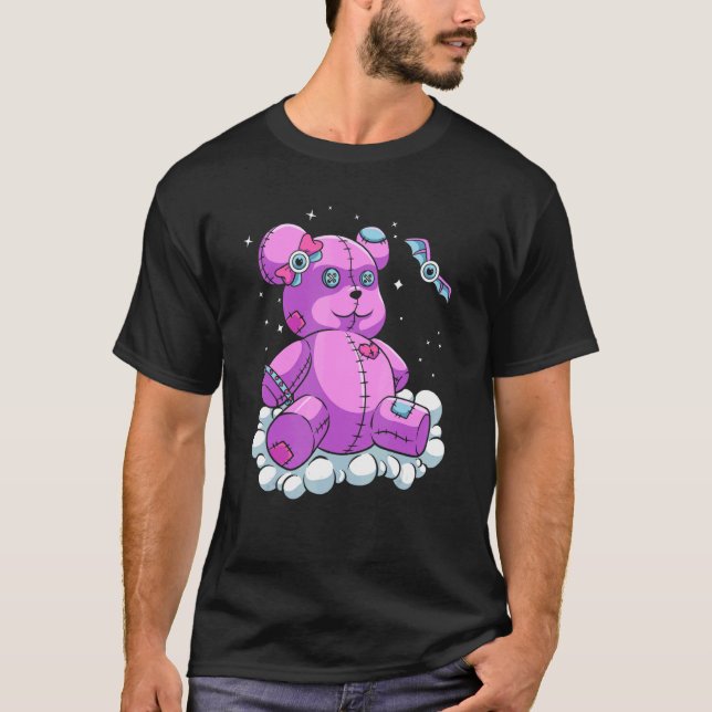 Voodoo Doll Pastel Goth Teddy Bear Witchcraft Hall T-Shirt (Front)