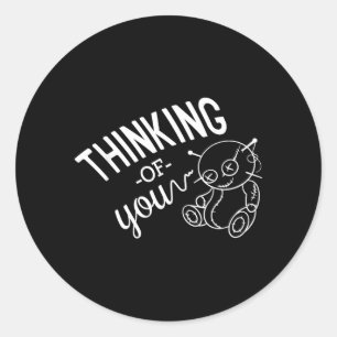 Voodoo Doll Thinking of You Funny Halloween Classic Round Sticker