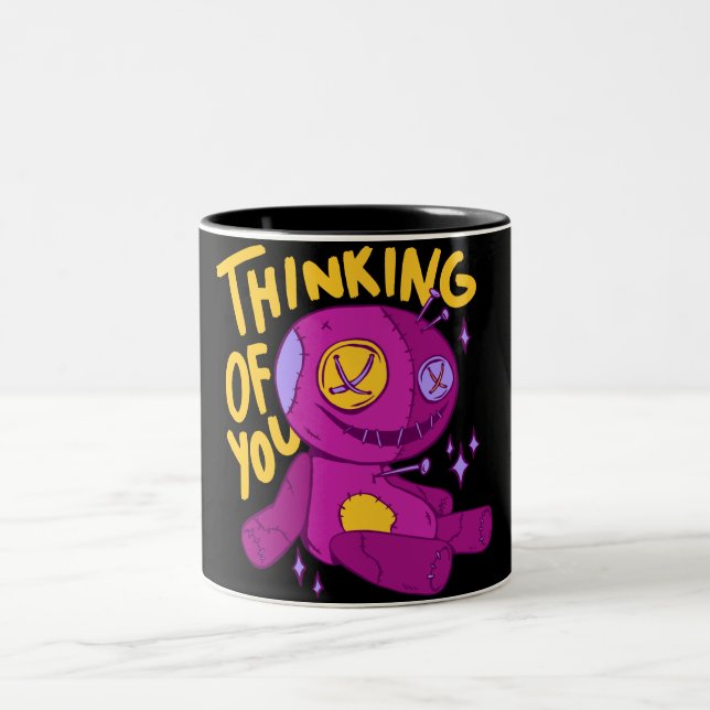 Voodoo Doll - THINKING OF YOU Two-Tone Coffee Mug (Center)