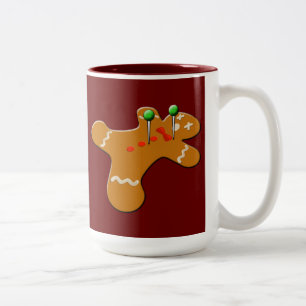 Voodoo Gingerbread Man Christmas Humour Two-Tone Coffee Mug