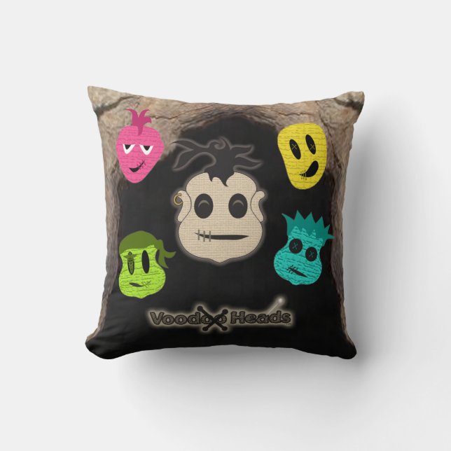 Voodoo Heads ~ Cave Throw Pillow (Front)