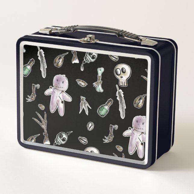 Voodoo pattern metal lunch box (Front)