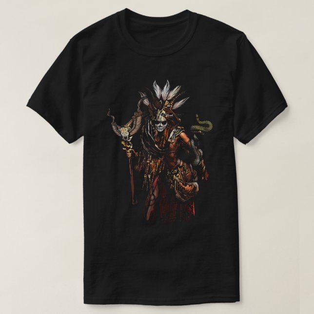 Voodoo Queen Witch Doctor skulls Horror Occult Hal T-Shirt (Design Front)