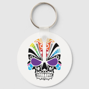 Voodoo Rainbow Skull Keychain