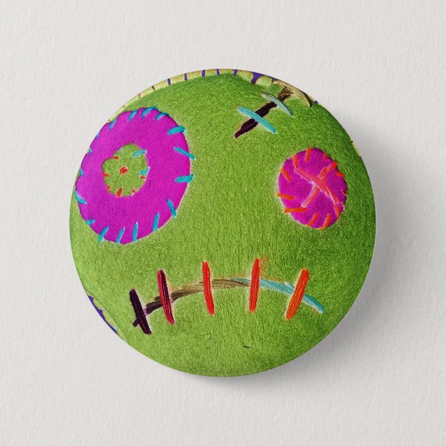 Voodoo Zombie Green 2 Inch Round Button (Front)