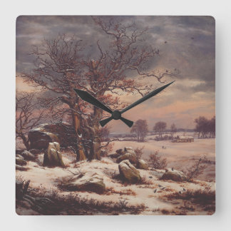Vordingborg in Winter by J.C. Dahl Fine Art Square Wall Clock