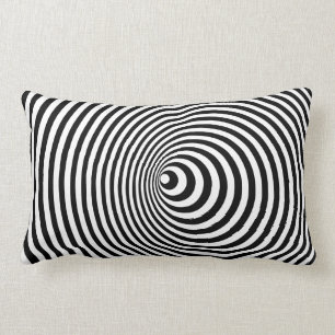 Vortex, optical illusion black and white lumbar pillow