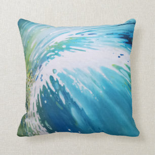 Vortex Wave Coastal Beach Abstract Pillow by Juul