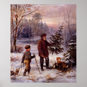 Vorweihnacht Franz Krüger Christmas Tree Snow Poster