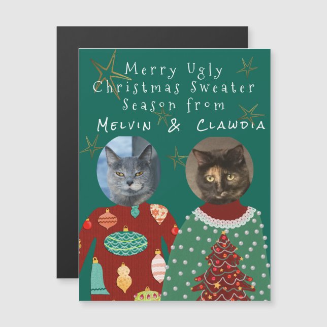 Vos 2 Chats Portent une carte magnétique des Sweat (Devant / Derrière)