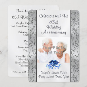 Vos invitations de 65e anniversaire avec PHOTO et 