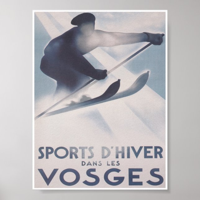 Vosges France Retro Vintage Ski Travel Poster (Front)