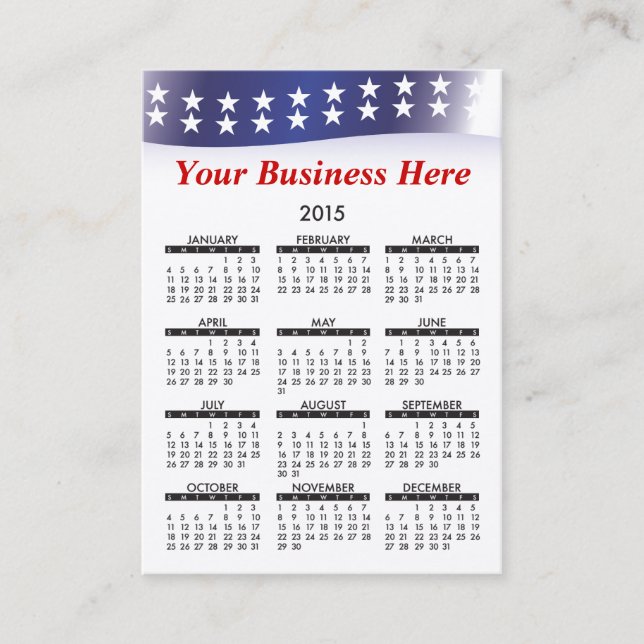 Vote 2015 de calendrier de carte de visite (Devant)