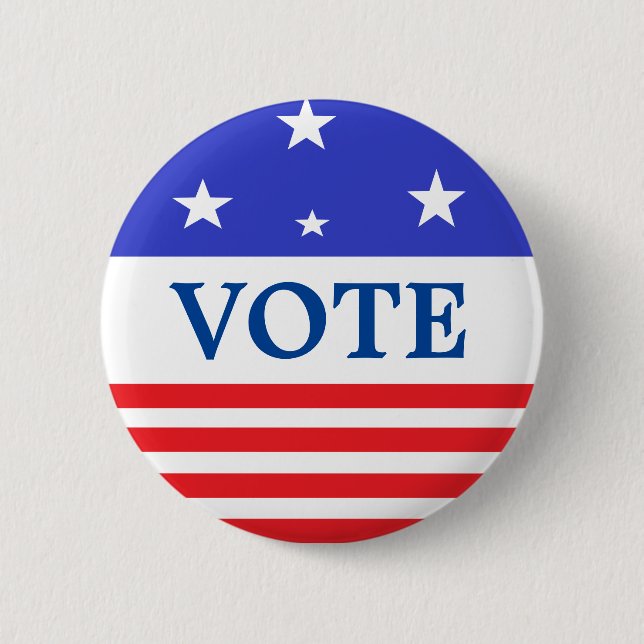 Vote American Elections Stars and Stripes 2 Inch Round Button (Front)